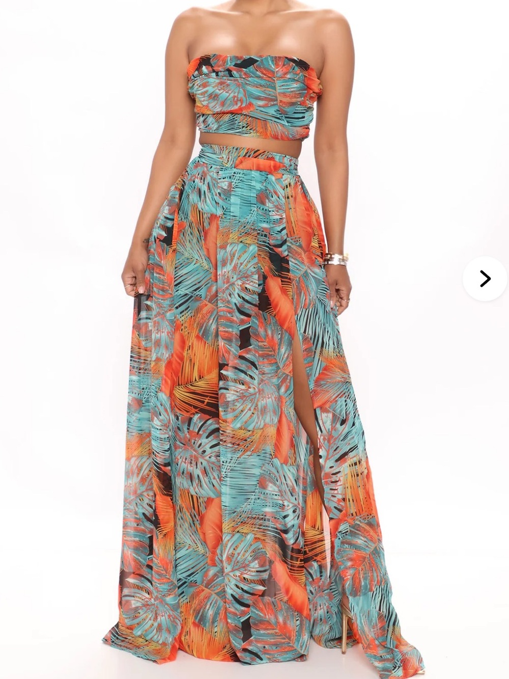 Tropical Maui Mami Fashion Nova Maxi Skirt High Waist Slit A-Line Resort Large